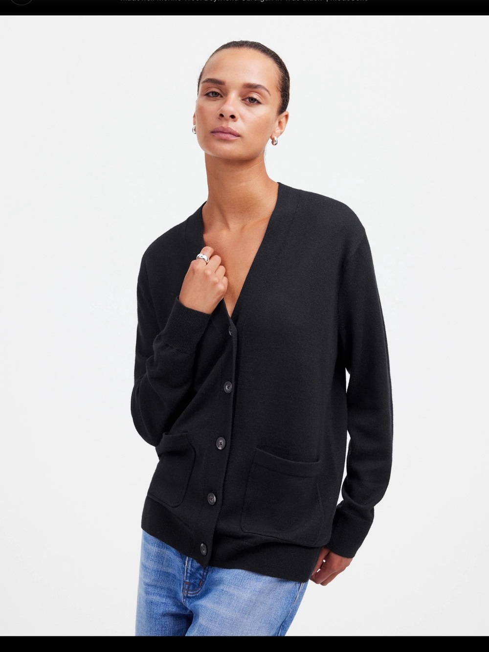 Classic Black V-Neck Button Cardigan Sweater